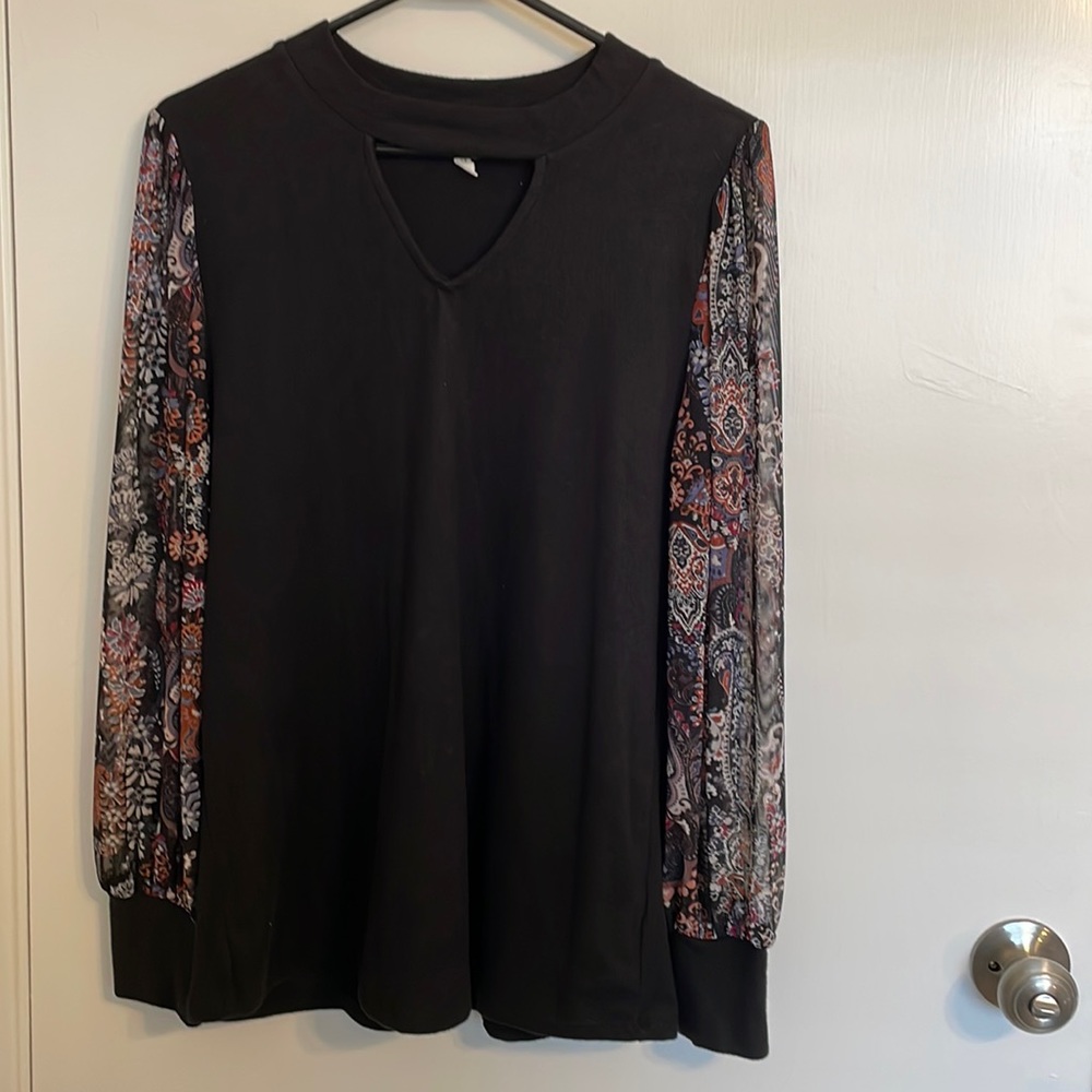 Maurices Pretty black sweater with sheer sleeves